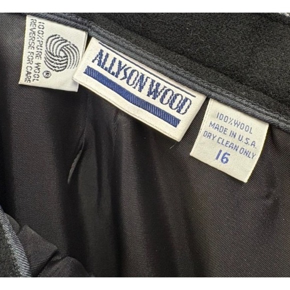 Vtg Allyson Wood 100% Wool‎ Skirt Black Womens 16 Classic Minimalist Career USA - Picture 3 of 8